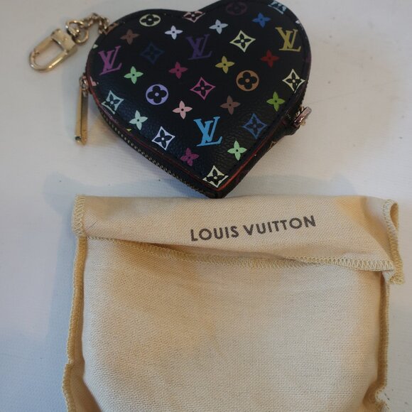 Women Louis Vuitton X Takashi Murakami Black, Multicolor Heart Pouch Coin Case - Picture 7 of 7